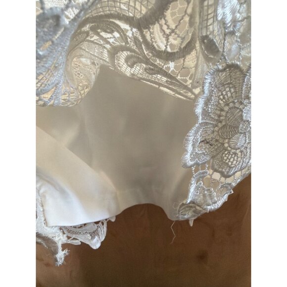 Adrianna Papell Ivory Lace Sheath Dress Illusion Neckline Size 10 NWT - Picture 12 of 16